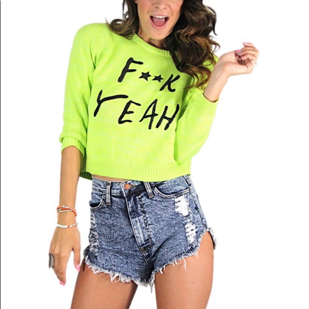 NWT MinkPink Fuck Yeah Crop Sweater